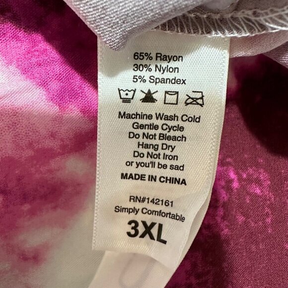 LuLaRoe Size 3XL Roxanne‎ Pink Tie Dye Sleeveless Snap-Front Collared Shirt NWT - Picture 9 of 9